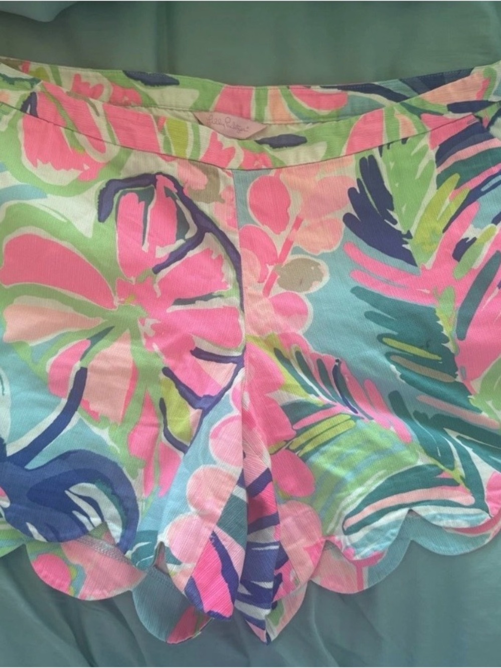 Lilly Pulitzer Tropical Scallop Hem Shorts - Pink, Green & Blue